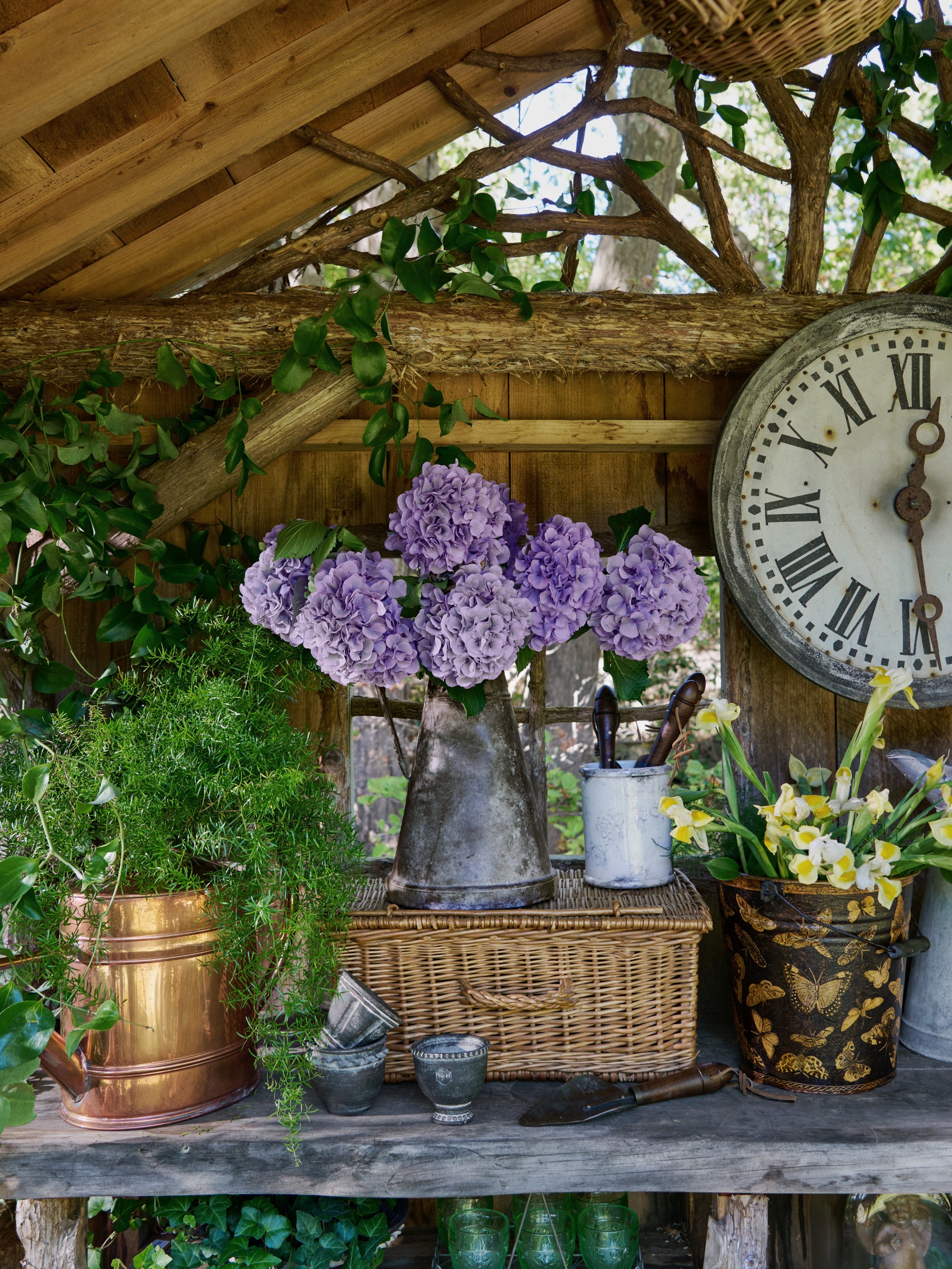 Vintage 1940s English Zinc Flower Jug Weston Table