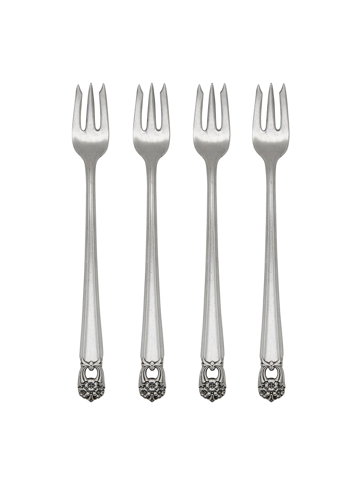 Vintage 1940s Eternally Yours Silver Plate Oyster Forks Set of Four Weston Table