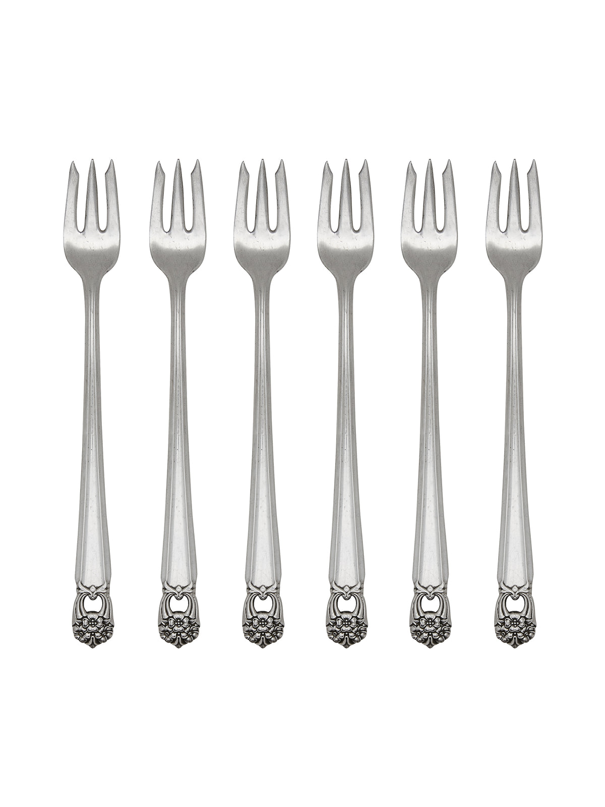 Vintage 1940s Eternally Yours Silver Plate Oyster Forks Set of Six Weston Table
