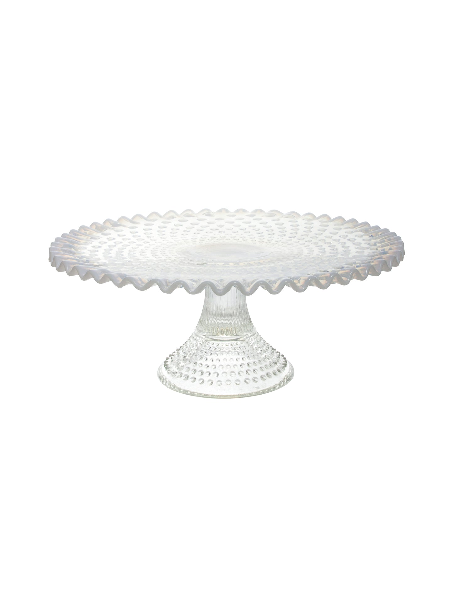 Vintage 1940s Fenton Hobnail Opalescent Footed Cake Stand Weston Table