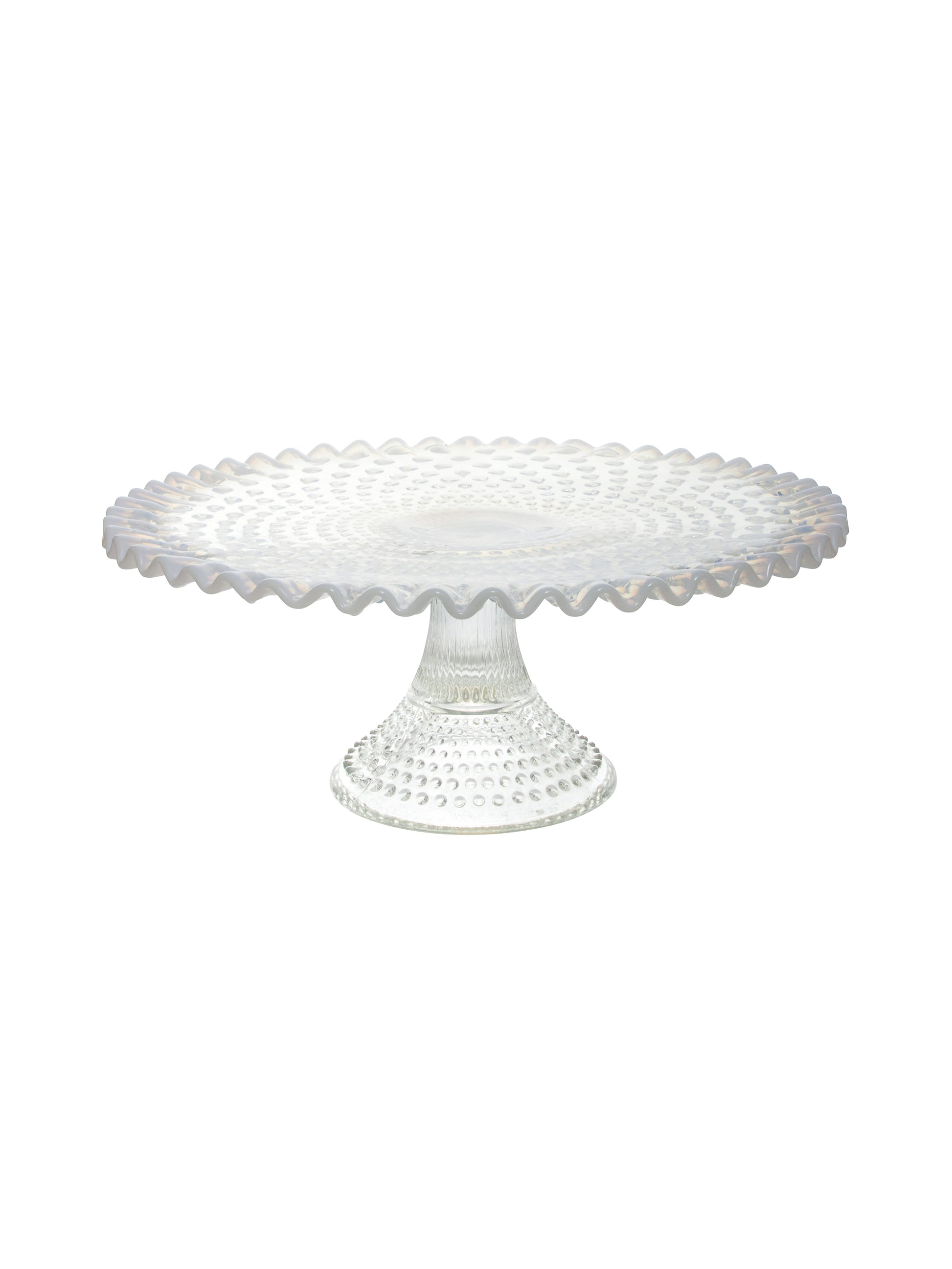 Vintage 1940s Fenton Hobnail Opalescent Footed Cake Stand Weston Table