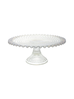  Vintage 1940s Fenton Hobnail Opalescent Footed Cake Stand Weston Table 