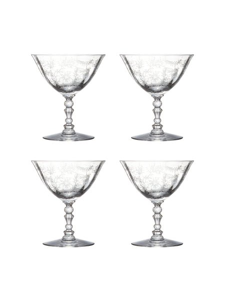 Shop the Vintage 1930s Fostoria Chintz Etched Crystal Wine Glasses at  Weston Table