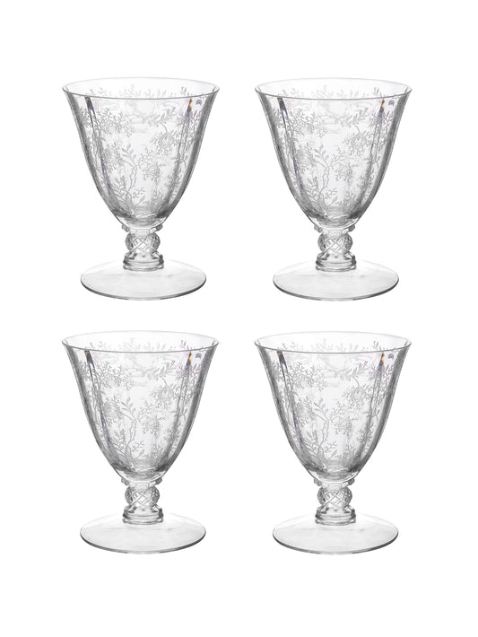 Vintage 1940s Fostoria Chintz Oyster Cocktail Glasses Set of Four Weston Table