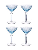 Vintage 1940s Fostoria Versailles Blue Champagne Coupes Set of Four Weston Table