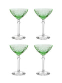 Vintage 1940s Fostoria Versailles Green Cocktail Glasses Set of Four Weston Table