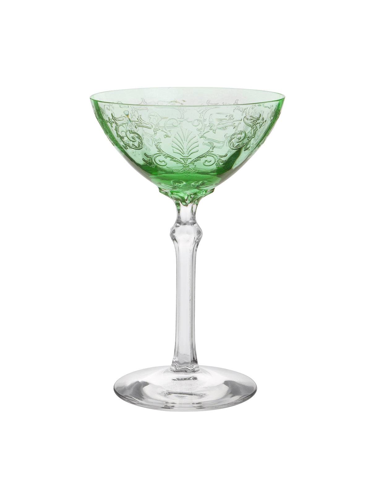 Vintage 1940s Fostoria Versailles Green Cocktail Glasses Weston Table