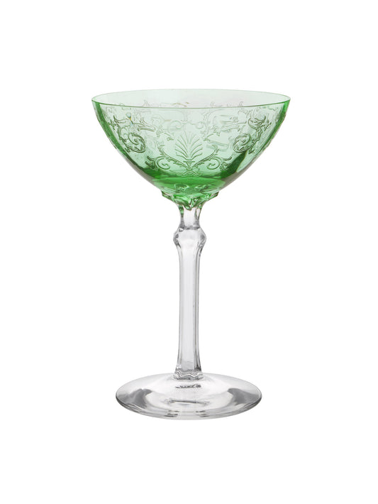Vintage 1940s Fostoria Versailles Green Cocktail Glasses Weston Table