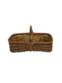 Vintage 1940s French Bent Wood Handle Wicker Market Basket Weston Table 
