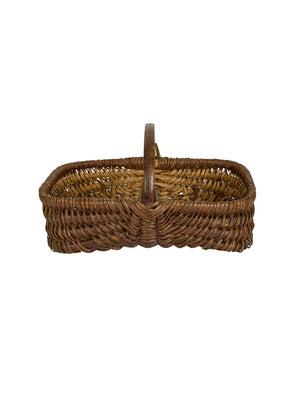  Vintage 1940s French Bent Wood Handle Wicker Market Basket Weston Table  