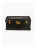 Vintage 1940s French Black Leather Traveler's Trunk Weston Table