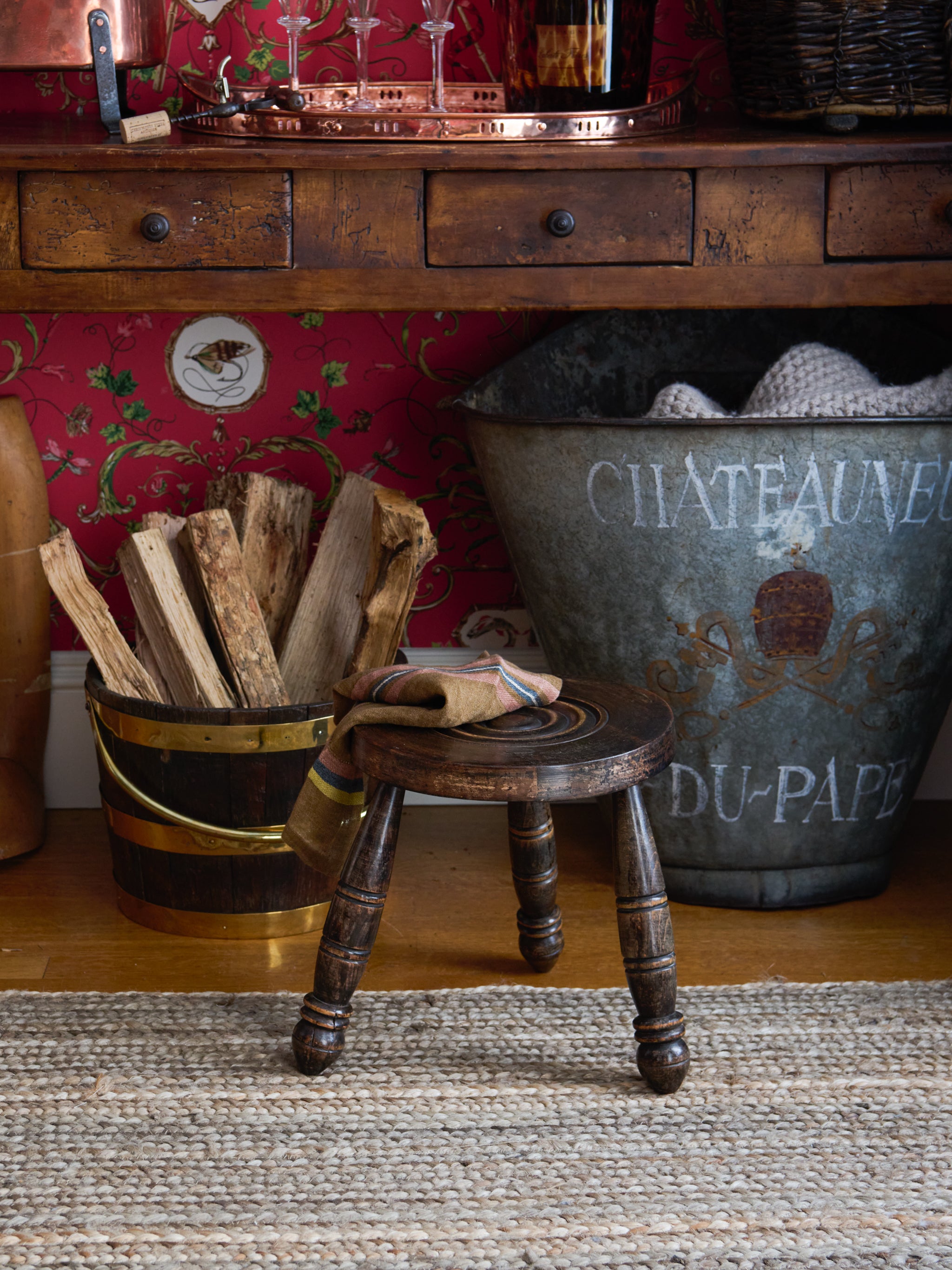 Primitive Milking Stool - Antique Stool - Primitive store Farmhouse Decor