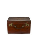 Vintage 1940s French Brown Leather Traveler's Trunk Weston Table