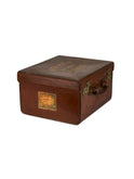 Vintage 1940s French Brown Leather Traveler's Trunk Weston Table