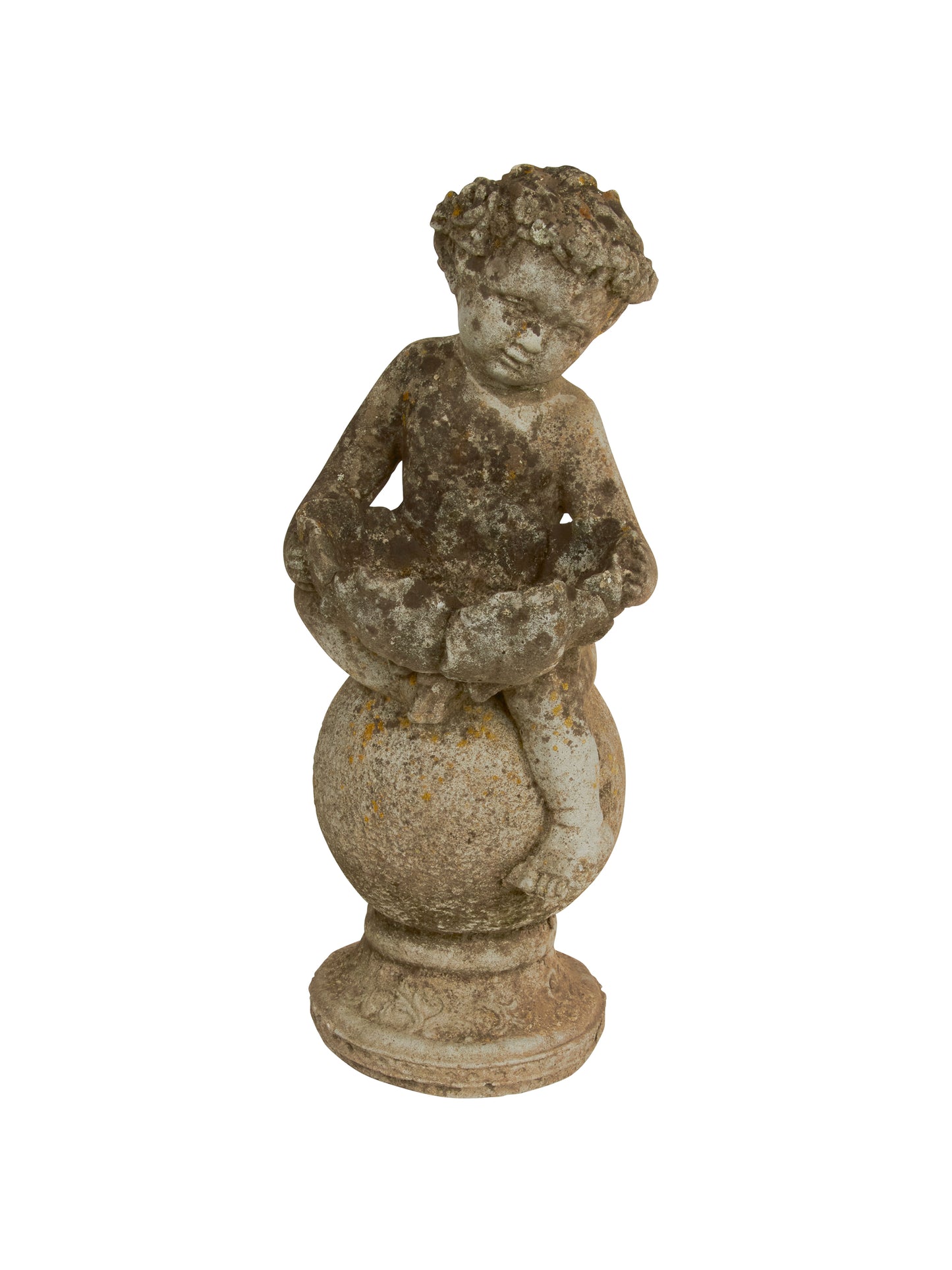 Vintage 1940s French Cherub Stone Garden Statue Weston Table