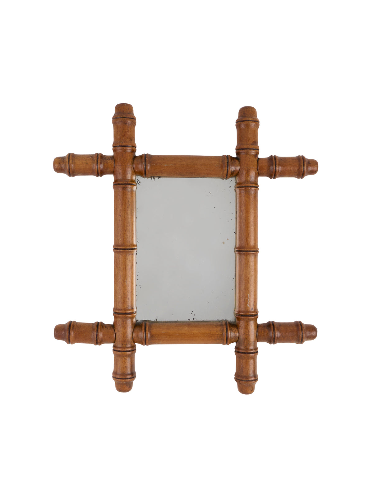 Vintage 1940s French Extra Small Bamboo Mirror Five Weston Table