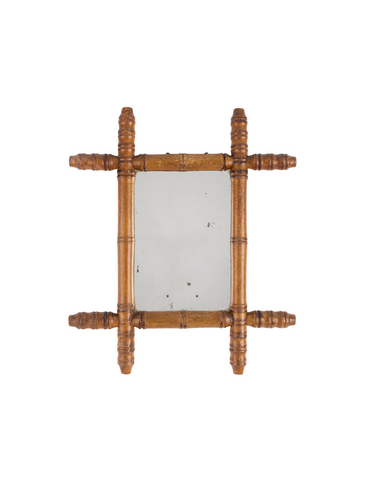 Vintage 1940s French Extra Small Bamboo Mirror One Weston Table