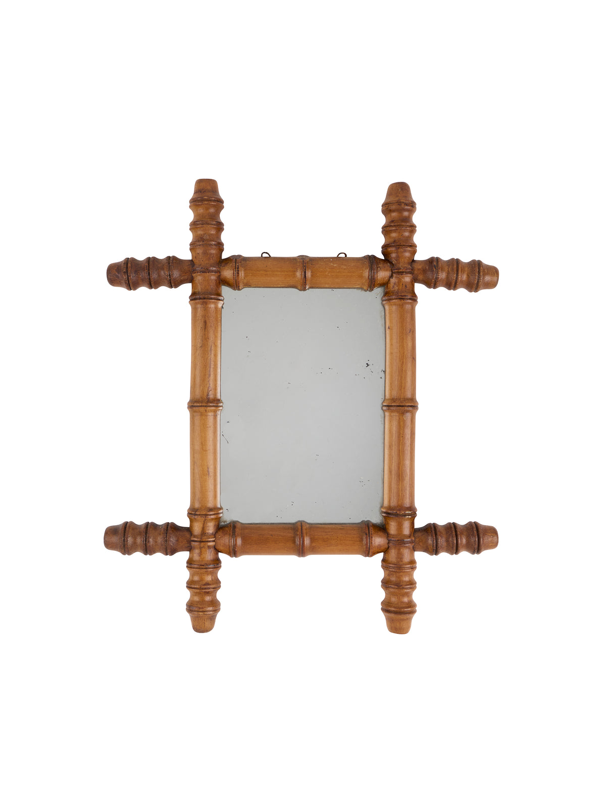 Vintage 1940s French Extra Small Bamboo Mirror Three Weston Table