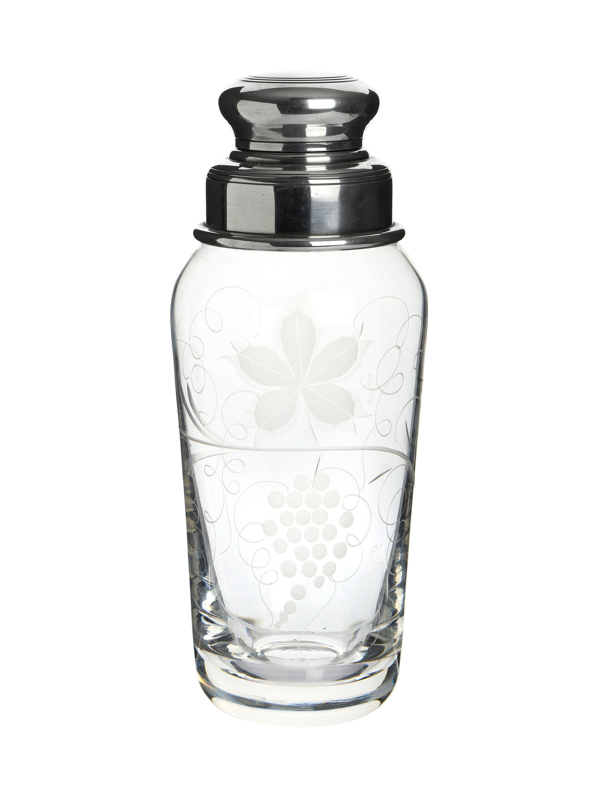 Vintage 1940s French Grape & Vine Etched Cocktail Shaker Weston Table