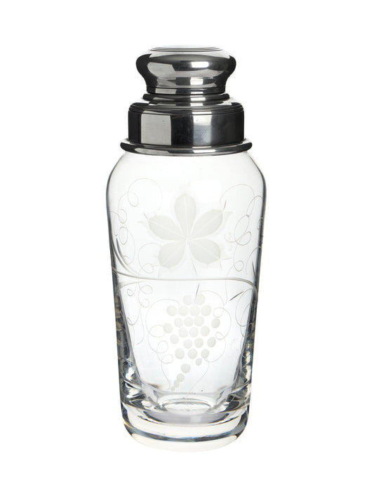 Vintage 1940s French Grape & Vine Etched Cocktail Shaker Weston Table