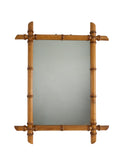 Vintage 1940s French Large Bamboo Mirror Five Weston Table