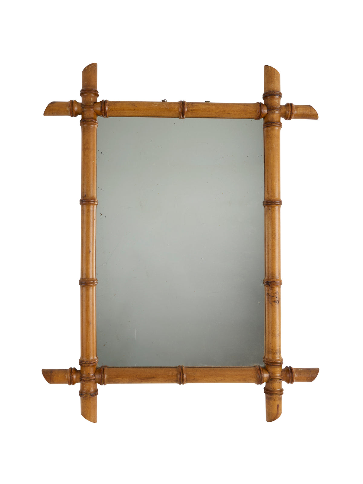 Vintage 1940s French Large Bamboo Mirror Five Weston Table
