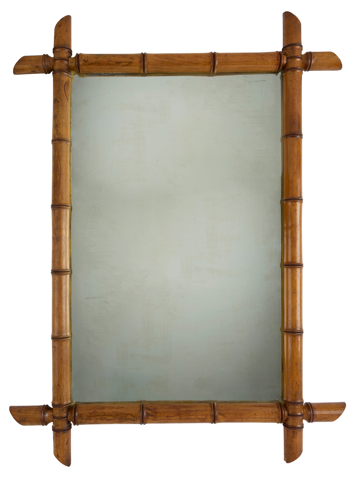 Vintage 1940s French Large Bamboo Mirror Four Weston Table