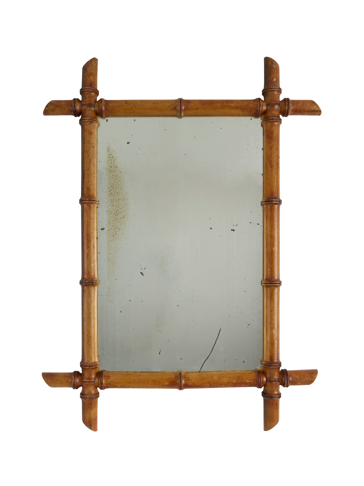 Vintage 1940s French Large Bamboo Mirror One Weston Table