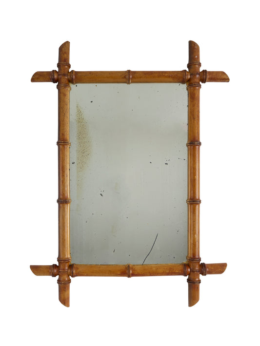 Vintage 1940s French Large Bamboo Mirror One Weston Table