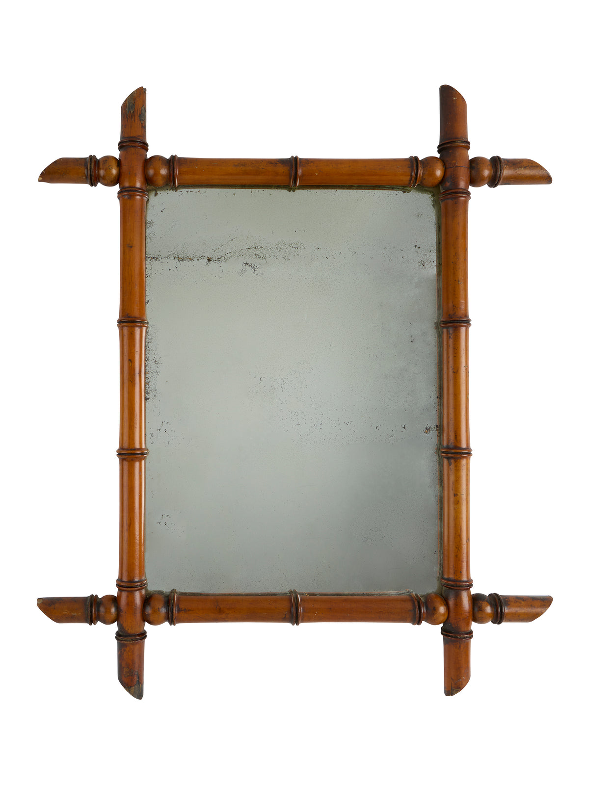 Vintage 1940s French Large Bamboo Mirror Seven Weston Table