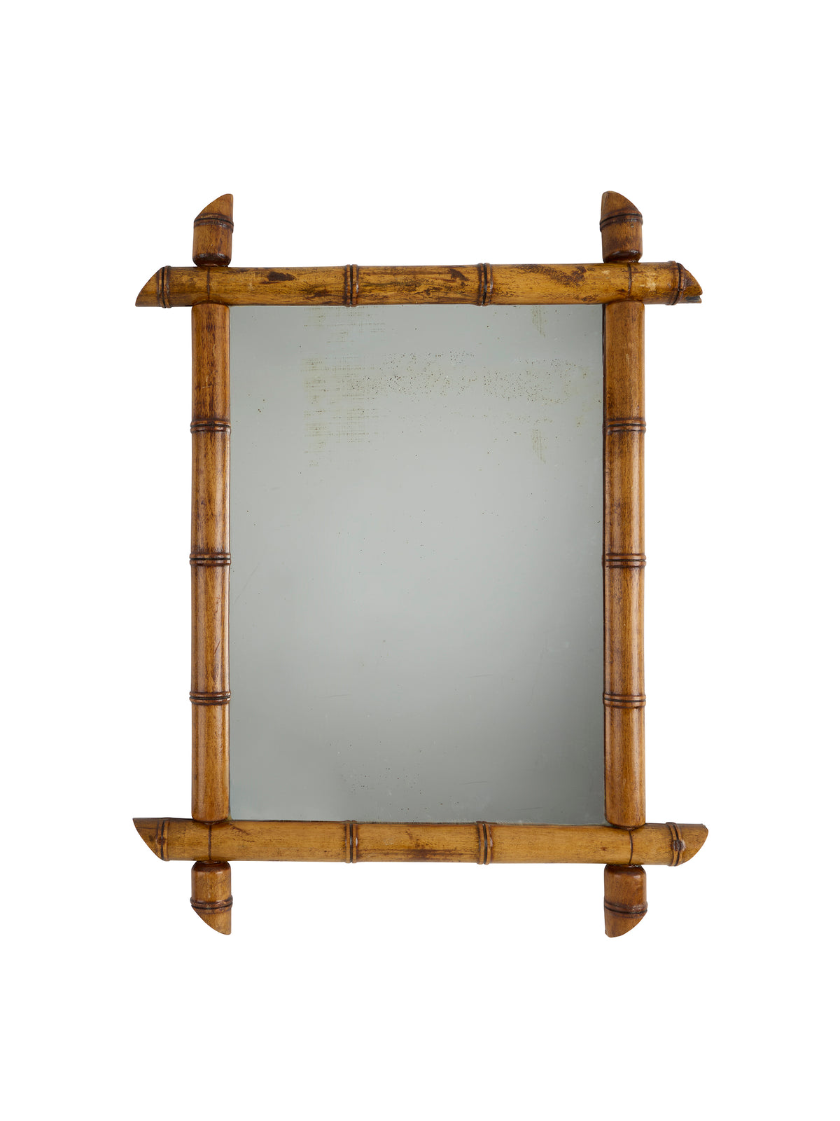 Vintage 1940s French Large Bamboo Mirror Six Weston Table