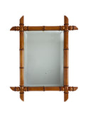 Vintage 1940s French Large Bamboo Mirror Three Weston Table