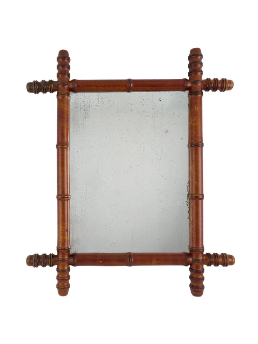 Vintage 1940s French Medium Bamboo Mirror Two Weston Table