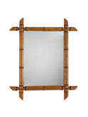 Vintage 1940s French Medium Bamboo Mirror Three Weston Table