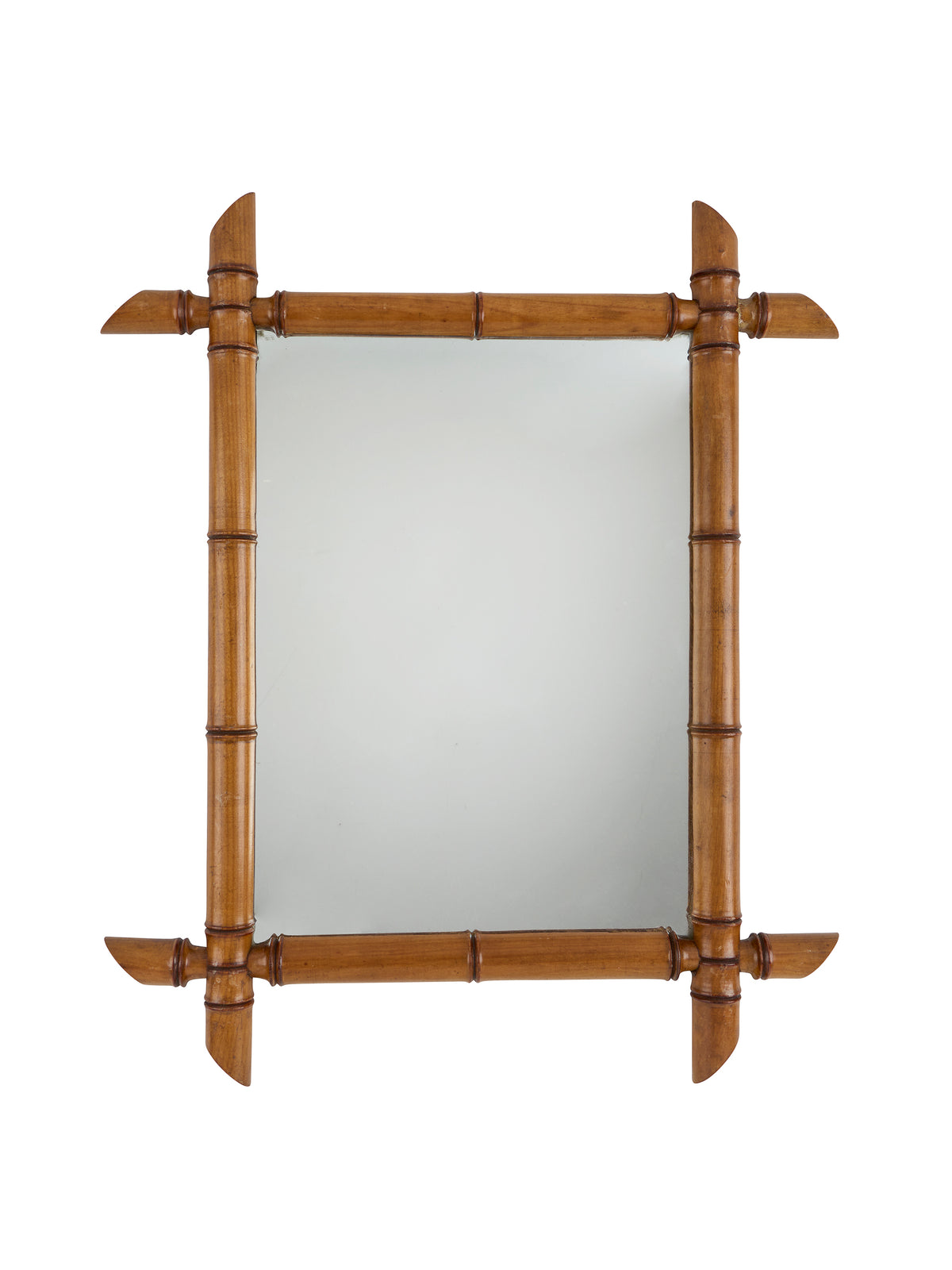Vintage 1940s French Medium Bamboo Mirror Three Weston Table