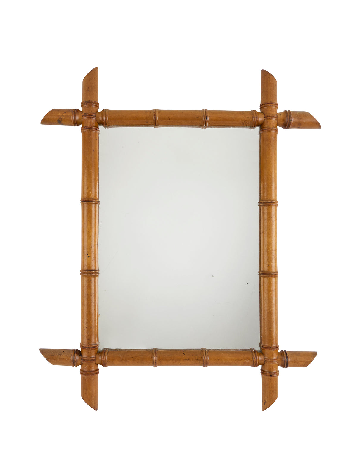 Vintage 1940s French Medium Bamboo Mirror Two Weston Table