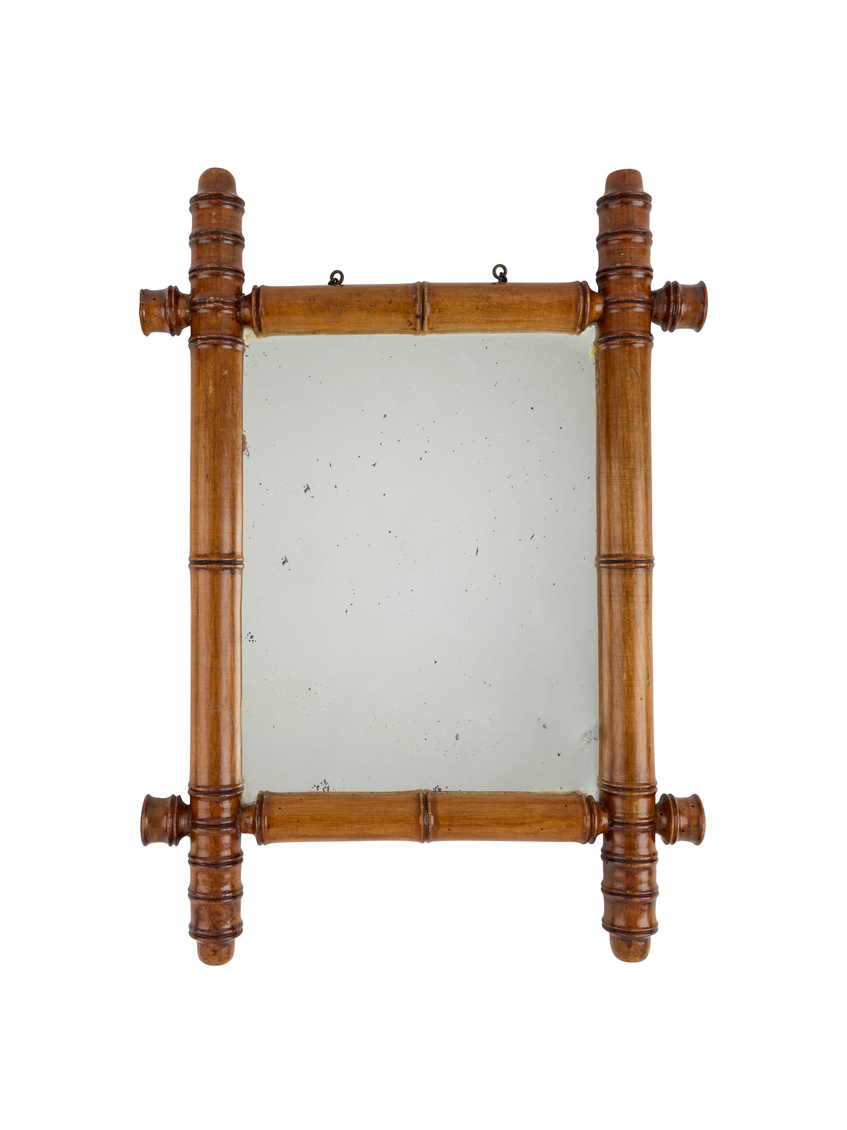Vintage 1940s French Small Bamboo Mirror Eight Weston Table