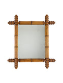 Vintage 1940s French Small Bamboo Mirror Five Weston Table