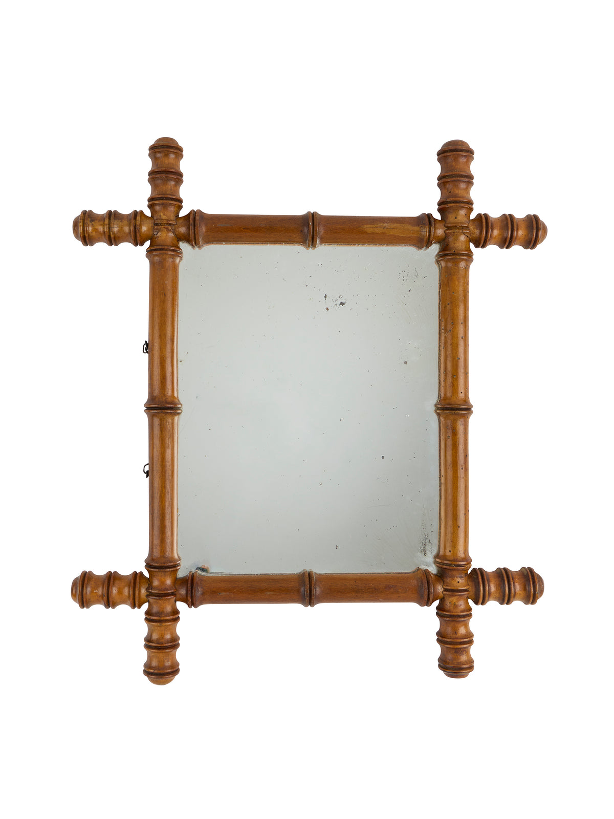 Vintage 1940s French Small Bamboo Mirror Four Weston Table