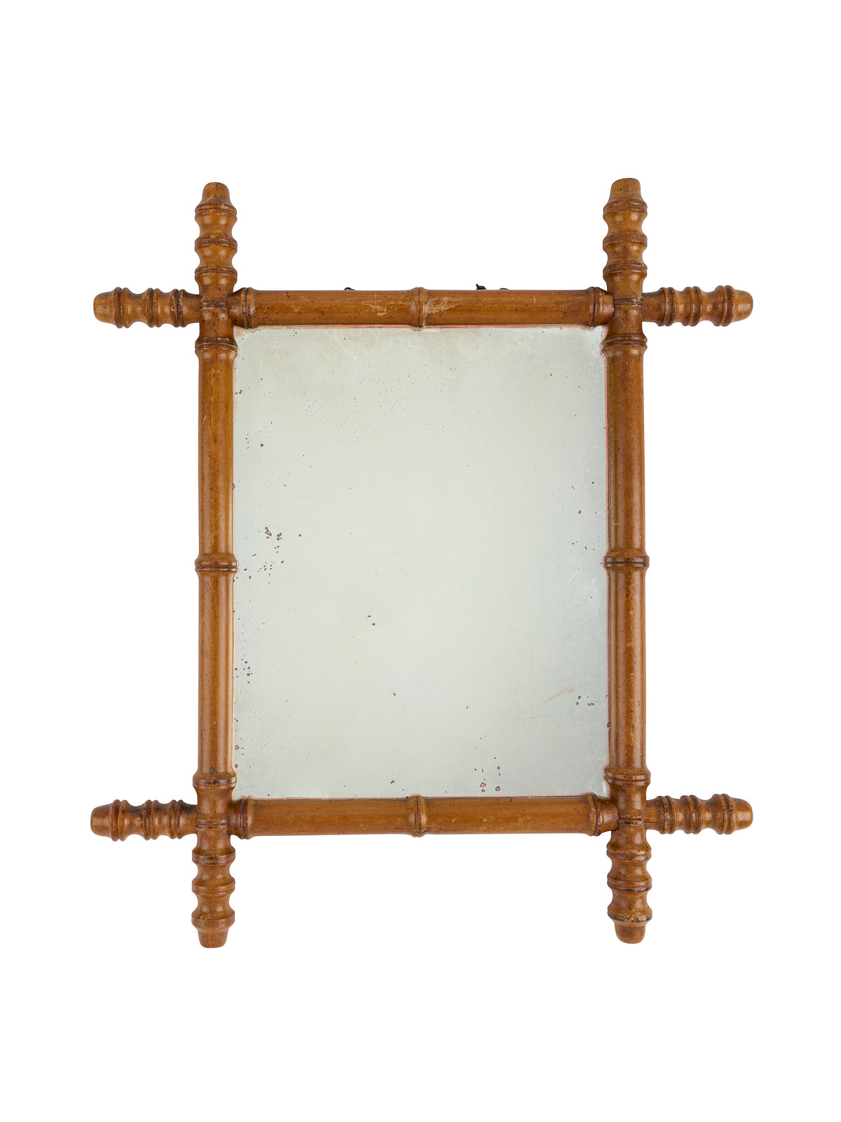 Vintage 1940s French Small Bamboo Mirror Nine Weston Table