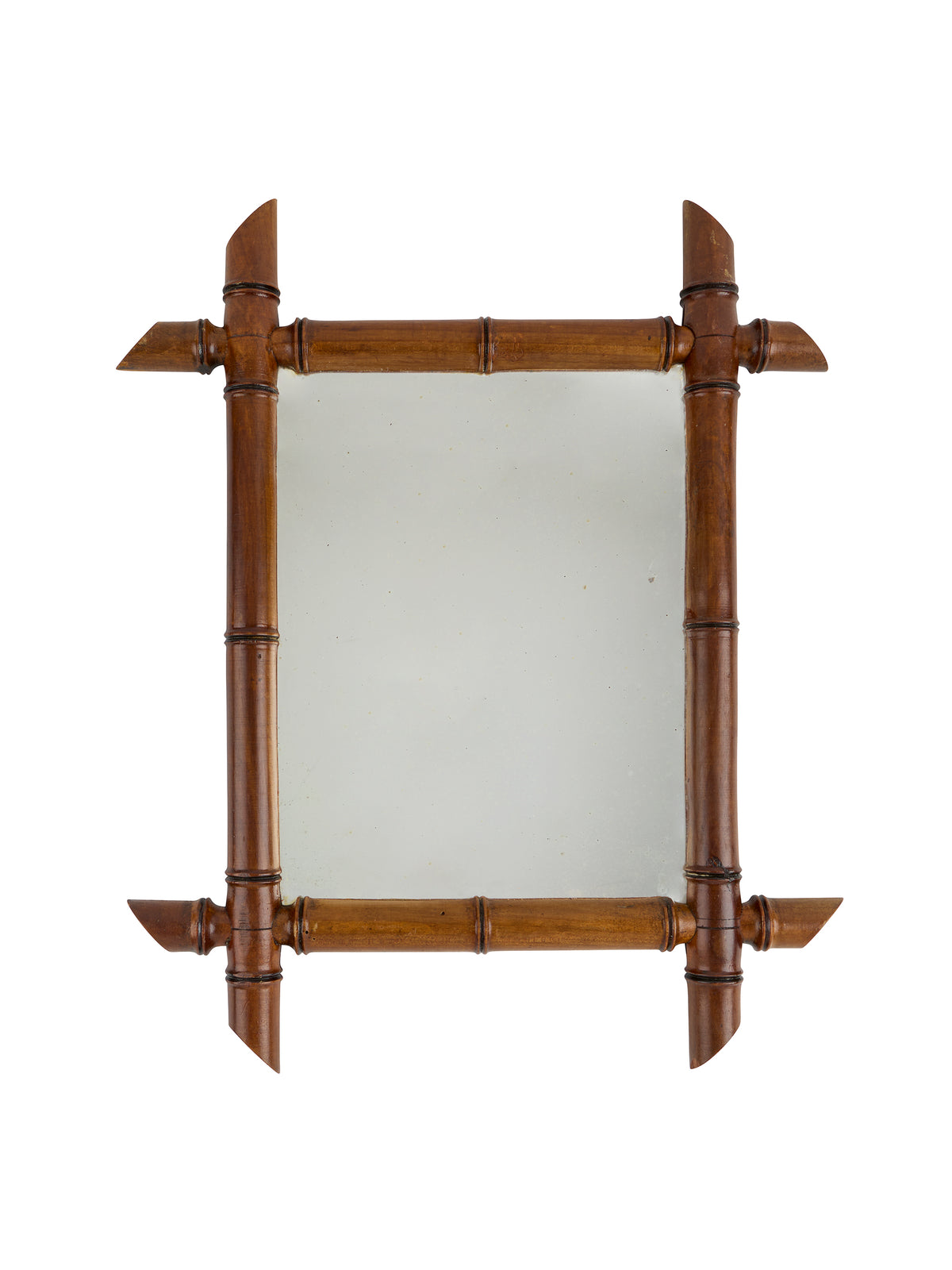 Vintage 1940s French Small Bamboo Mirror Seven Weston Table