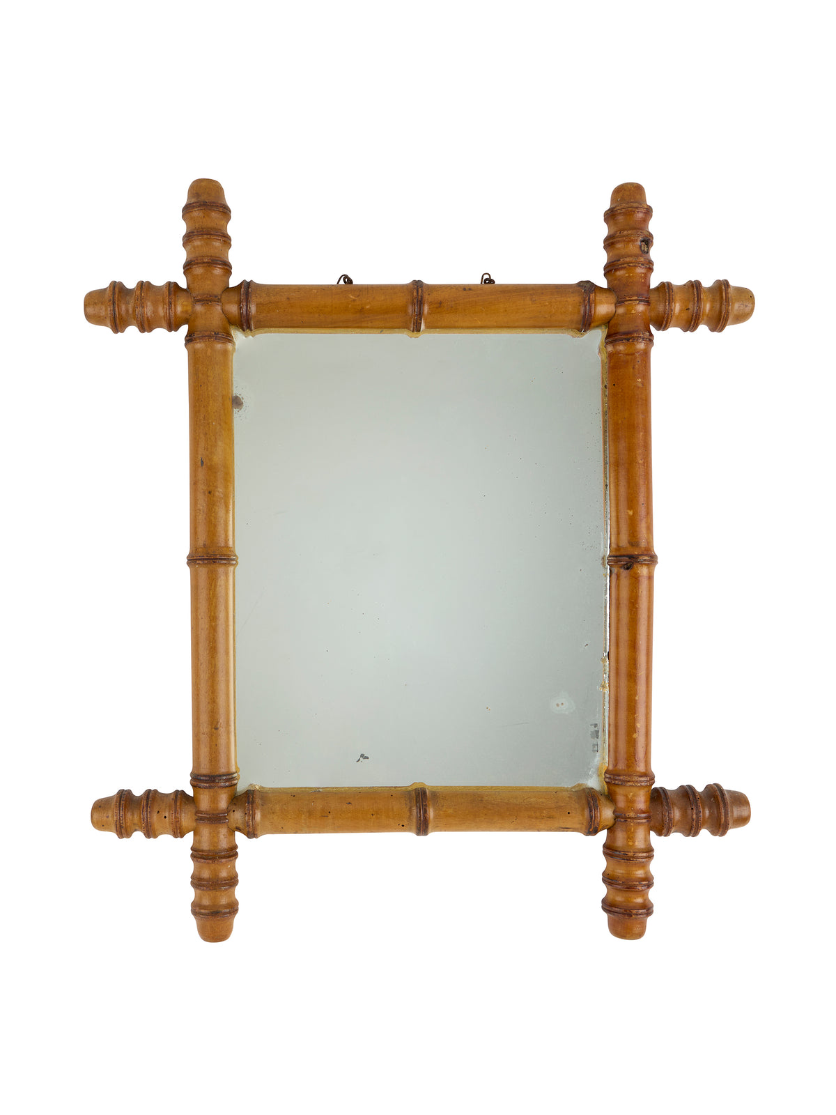 Vintage 1940s French Small Bamboo Mirror Ten Weston Table