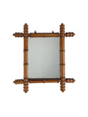 Vintage 1940s French Small Bamboo Mirror Three Weston Table