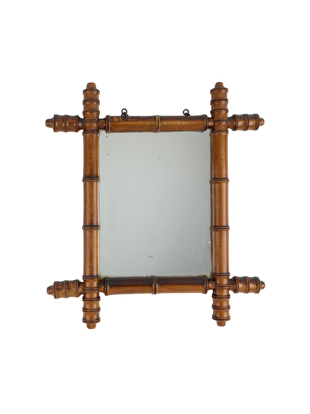 Vintage 1940s French Small Bamboo Mirror Three Weston Table