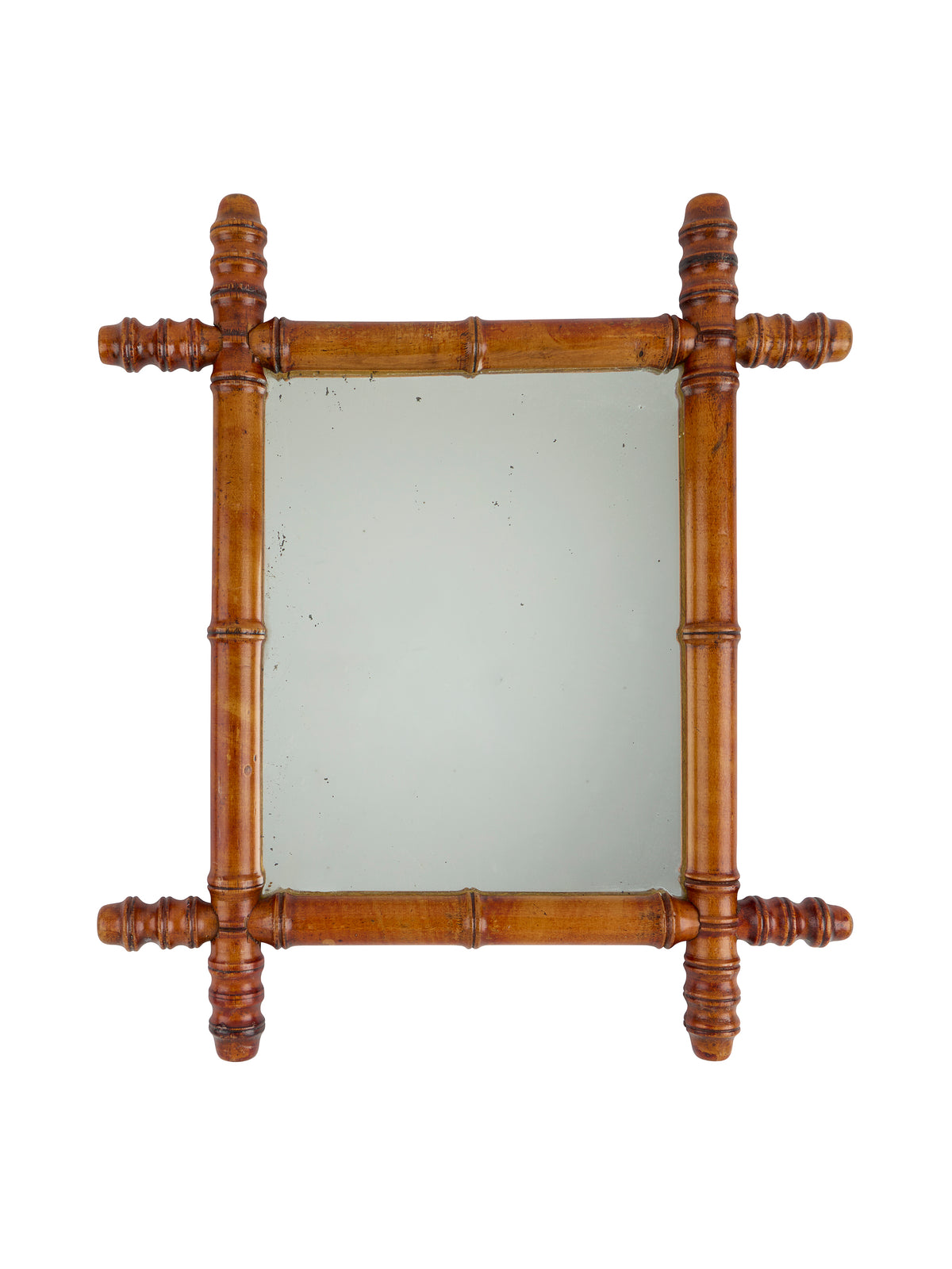 Vintage 1940s French Small Bamboo Mirror Twelve Weston Table