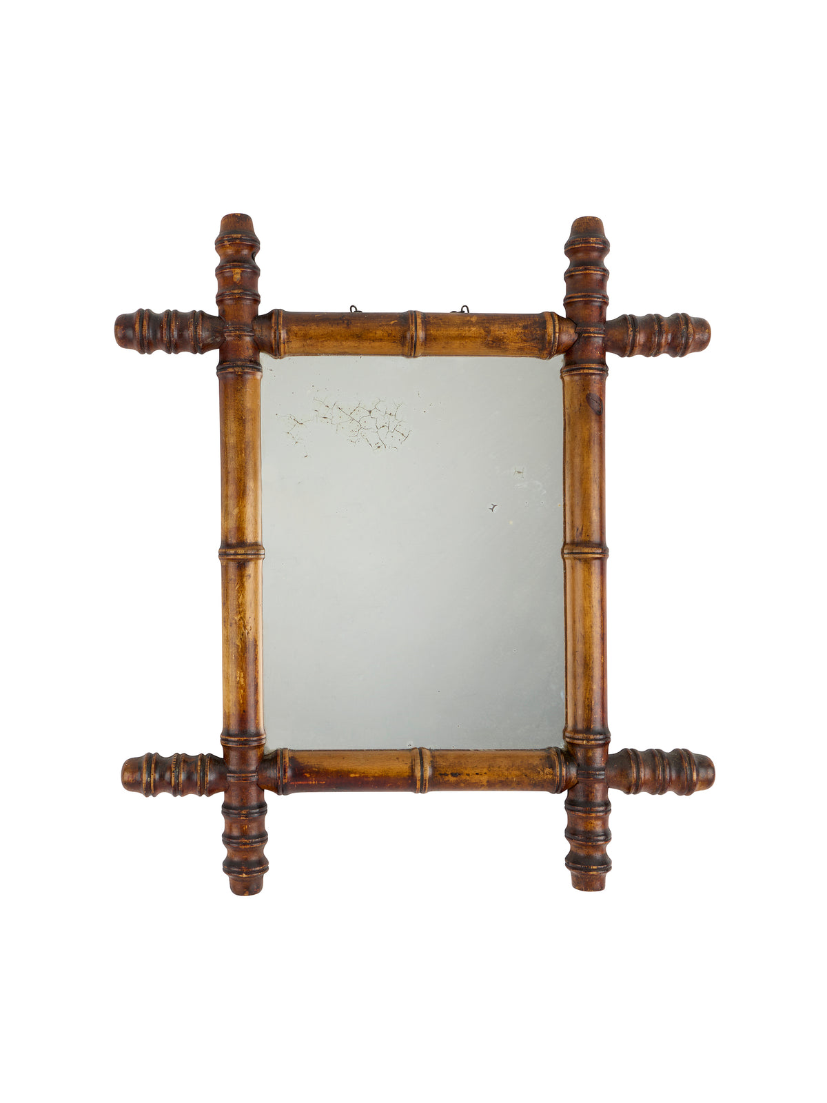 Vintage 1940s French Small Bamboo Mirror Two Weston Table