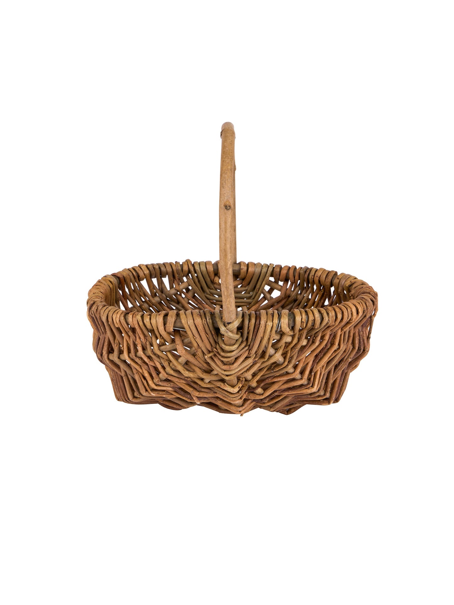 Vintage 1940s French Small Oval Wicker Foraging Basket Weston Table