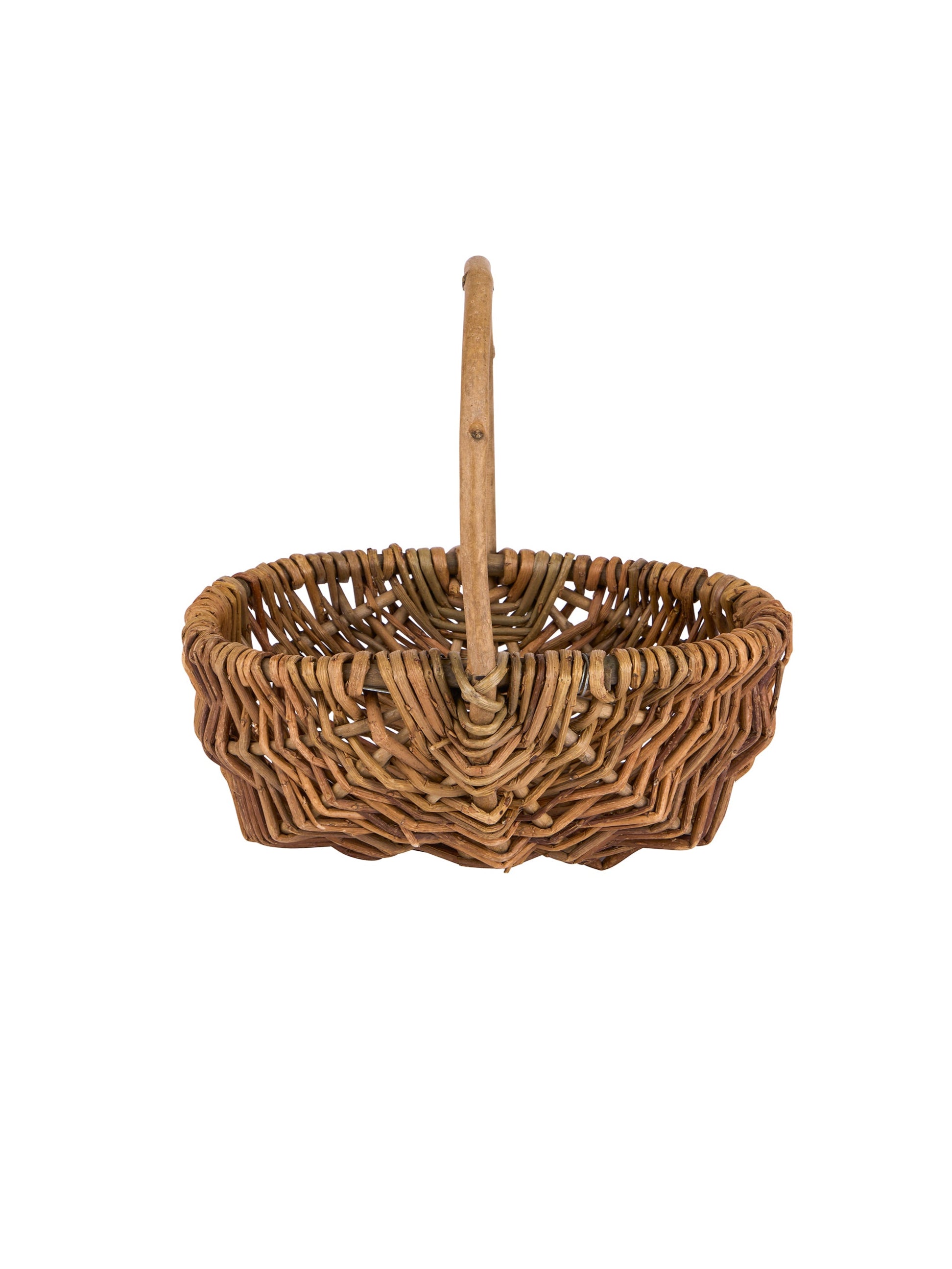 Vintage 1940s French Small Oval Wicker Foraging Basket Weston Table