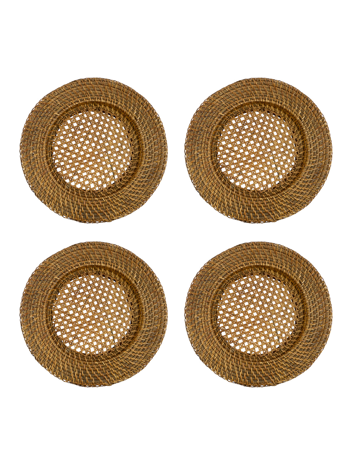 Vintage 1940s French Wicker Chargers Set of Four Weston Table