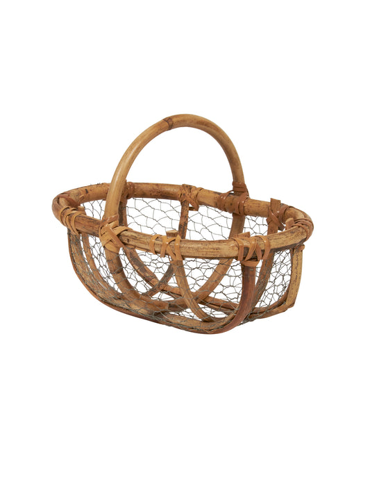 Vintage 1940s French Wood and Wire Orchard Basket Weston Table